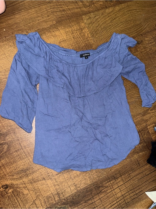 Ambiance Tops - Ambiance Periwinkle Off-Shoulder Ruffle Blouse